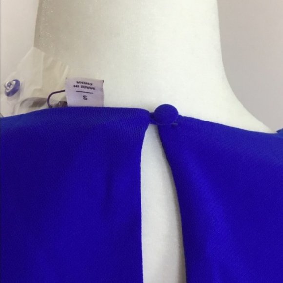 Truly Poppy Women's Long Layered Cold Shoulder Sleeve Cobalt Blue Top Sz  S - Picture 2 of 15